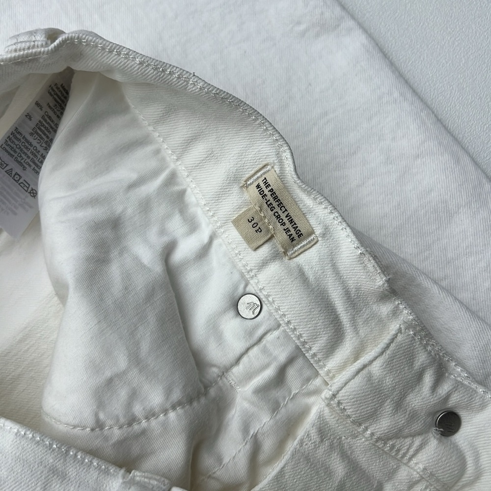 Madewell Jeans White The Perfect‎ Vintage Wide Leg Crop 30P cocktail brunch - Picture 7 of 13